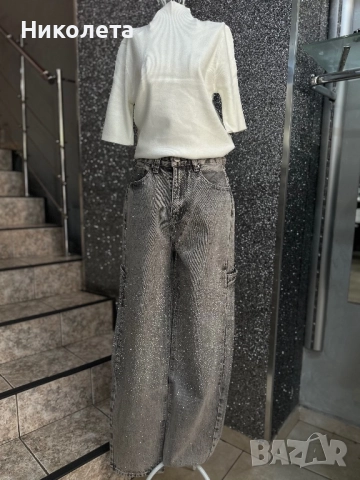 Дънки с камъчета , снимка 3 - Дънки - 51582007