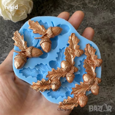 Жълъд жълъди с листа голям силиконов молд форма фондан декор