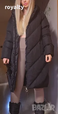 Кафяво дълго дамско зимно яке 