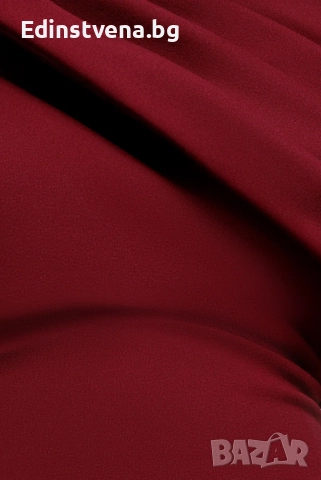 Дамска дълга рокля в цвят бордо с голо рамо и елегантна драперия, снимка 4 - Рокли - 52391925