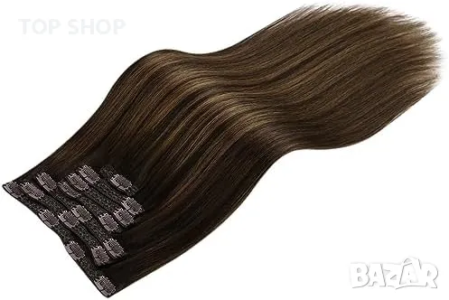 Нови Естествени Удължения за Коса, Омбре Ефект, 24 Инча, 7 Части за жени Прическа, снимка 2 - Аксесоари за коса - 49498095