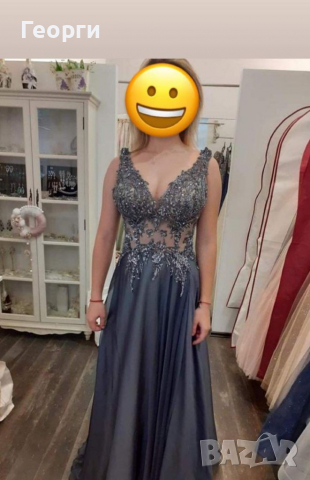 Бална рокля сиво сребърна, снимка 2 - Рокли - 36146188