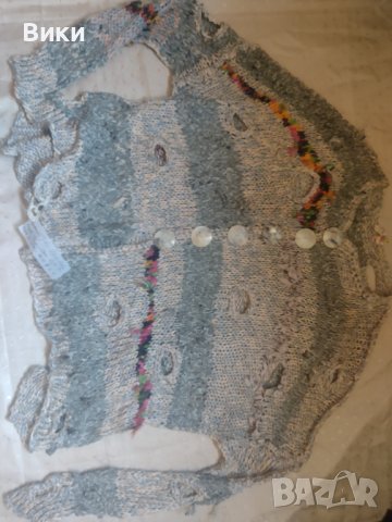 Ръчно плетена спорно елегантна лятна блуза с големи копчета, снимка 12 - Блузи с дълъг ръкав и пуловери - 41402568