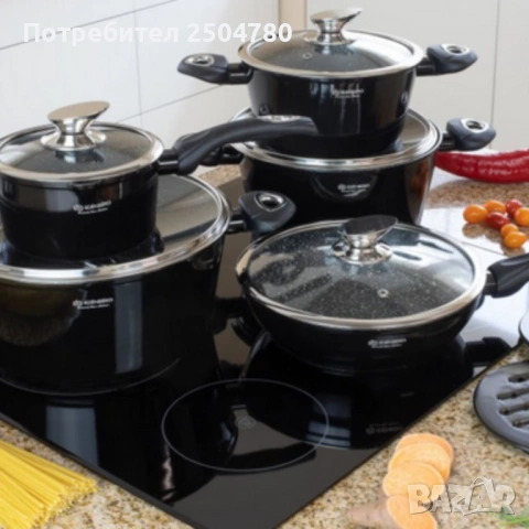 Комплект от 12 части - тенджери, тиган и подложки Edenberg EB-5613, снимка 2 - Прибори за хранене, готвене и сервиране - 53861051
