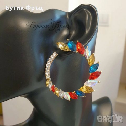 Обеци Лея цветни, снимка 2 - Обеци - 35665629