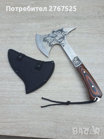 НОВА Руска туристическа къмпинг брадвичка брадва топор с ецван вълк 