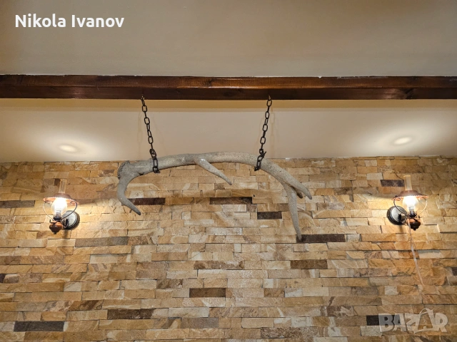 Автентичен рог от благороден елен (90 см) – идеален за декорация или полилей