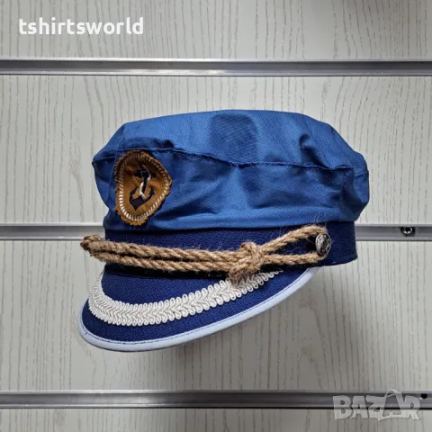 Нова капитанска шапка с Котва в син цвят, Унисекс, снимка 2 - Шапки - 47689459