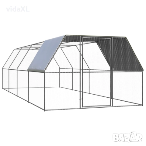 vidaXL Птичарник на открито, 3x8x2 м, поцинкована стомана（SKU:3089326）