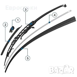 Bosch Automotive Конвенционален двоен спойлер 450S Плоски пера на чистачките, снимка 5 - Аксесоари и консумативи - 48605016