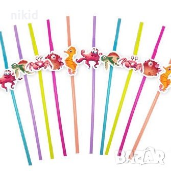 10 бр Морско дъно морски животни океан парти сламки рожден ден