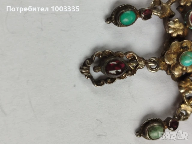 Старо сребърно и позлатено колие и пръстен , снимка 5 - Антикварни и старинни предмети - 51263754