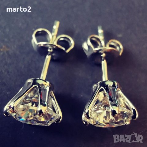 Елегатни Сребърни Обеци с Мойсанит по 1 Карат на Обеца, общо 2 Карата!, снимка 4 - Обеци - 41643072