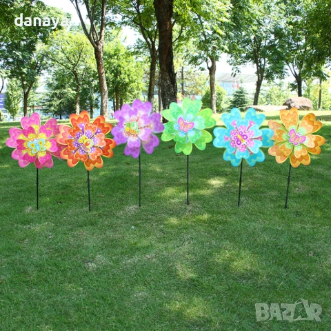 6476 Цветна градинска вятърна въртележка, 70 см, снимка 3 - Градински мебели, декорация  - 53812481