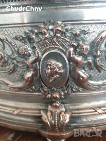 Франция 1800-те/Leopold Oudry 21см/стара френска посребрена бронзова кутия за бижута, снимка 9 - Антикварни и старинни предмети - 56196156