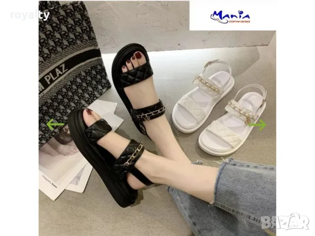Дамски сандали в черно и бяло