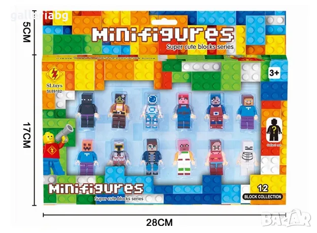  12 бр мини фигурки тип майнкрафт (minecraft)