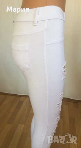 36 С Нови Дамски Дънки Еластични тип Клин Накъсани Бяло-сини с етикет Laulia Fashion Style, снимка 14 - Дънки - 51823135