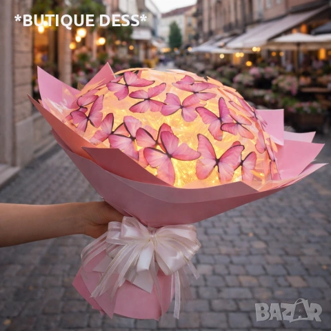 Светещ, ръчно изработен букет "DESS"✨️🦋, снимка 15 - Декорация за дома - 45798920