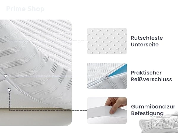 140x200x7см - Топ матрак BedStory, охлаждаща мемори пяна, перящ се калъф , снимка 12 - Матраци - 53748950