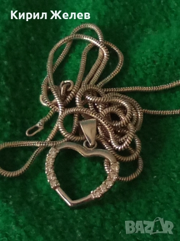 СКЪПОЦЕНЕН БЕЛ ЕПОК СТИЛ СРЕБЪРЕН ПЕНДАНТ СЪРЧИЦЕ РОДИРАНО СРЕБРО с ЦИРКОНИ и СРЕБЪРНА ВЕРИЖКА 49543, снимка 13 - Колиета, медальони, синджири - 50335161