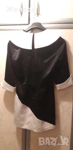 Уникална дамска къса рокля в черно и бяло, снимка 5 - Рокли - 42646693