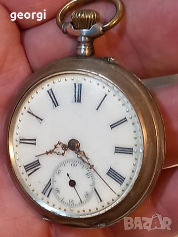 Сребърен джобен часовник Cilindre 10 rubis , снимка 6 - Джобни - 41281780