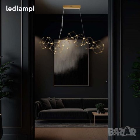 LED Полилей 50W Златен Топло Бяла Светлина, снимка 6 - Полилеи - 41946800