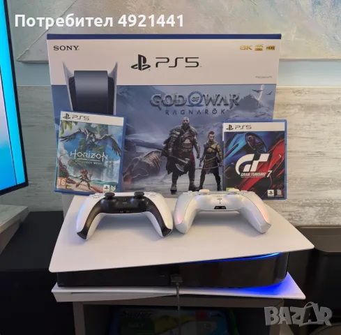PlayStation 5 Disc Edition – два контролера плюс игра подарък