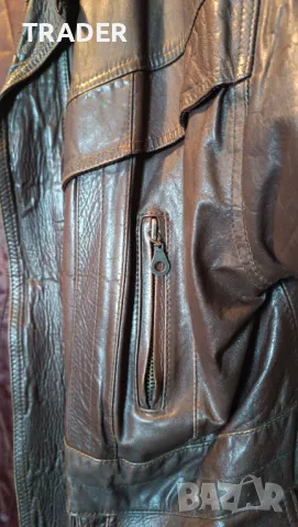 Мъжко кожено  яке шуба естествена телешка кожа тъмно кафяво,  размер L, снимка 3 - Якета - 16713238