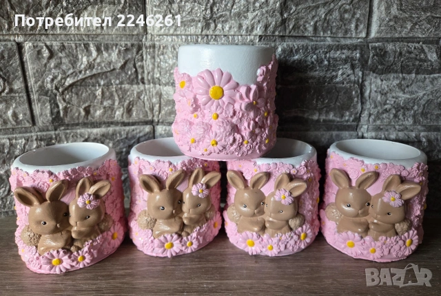зайчета кашпи за Великден , снимка 2 - Саксии и кашпи - 53837924