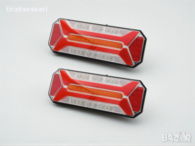 LED стопове NEON – комплект 2 броя с динамичен мигач, 12–24V, за камиони и ремаркета