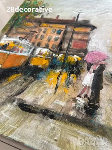 Картина Венелин Петров масло върху платно “Среща на Орлов Мост”, снимка 4 - Картини - 48098489