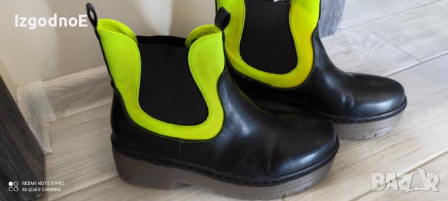 38н черни кожени боти, къси ботуши , снимка 5 - Дамски ботуши - 42063886