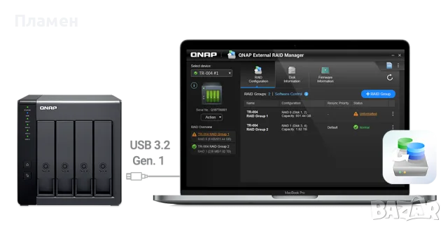 2 бр. QNAP TR-004 4 Bay USB Type-C DAS (Direct Attached Storage) with Hardware RAID, снимка 2 - Външни хард дискове - 55858585