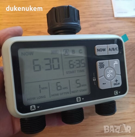 Автоматичен компютър за поливане, таймер с 3 изхода, Rain Delay, LCD дисплей, снимка 9 - Напояване - 52546328