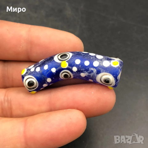 РИСУВАНО СТЪКЛО СТАРА МЪНИСТА ТАЛИСМАН ПРОТИВ УРОКИ АМУЛЕТ ДЗИ МЪНИСТА , снимка 1