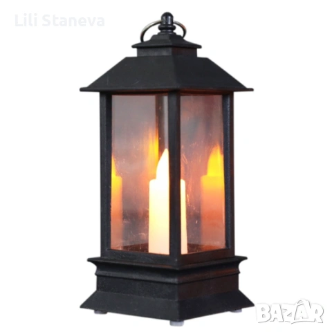 Висяща декоративна лампа тип фенер със свещ на батерии., снимка 4 - Други - 53384501