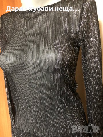 Блуза с прозрачност, в черно и сребристо🍀❤️S,M, M/L❤️🍀арт.145