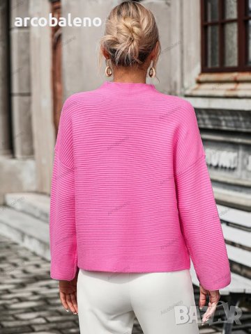 Свободен дамски едноцветен пуловер, 5цвята, снимка 11 - Блузи с дълъг ръкав и пуловери - 42284226