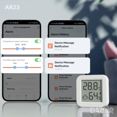 Смарт Bluetooth термометър и влагомер Tuya – сензор за температура, снимка 4 - Термометри, влагомери, хигрометри и барометри - 55866622
