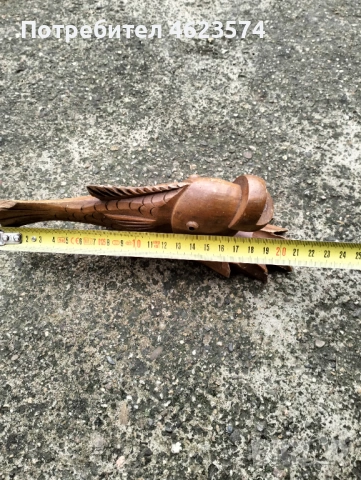 Стара дървена ръчно резбована риба, снимка 4 - Антикварни и старинни предмети - 53392693