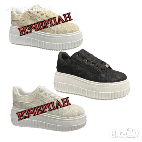 Дамски маратонки на платформа от текстилна дантела, снимка 2 - Маратонки - 34237394