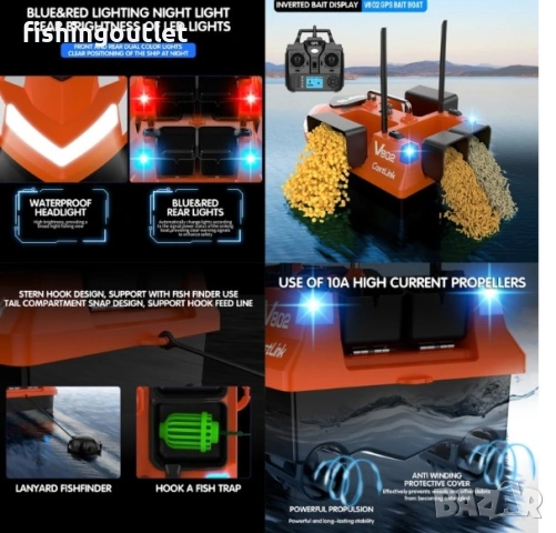 Лодка за захранка V802 4 Резервоара, 3kg, 500m обхват, скорост 15km/h, снимка 5 - Такъми - 53815455