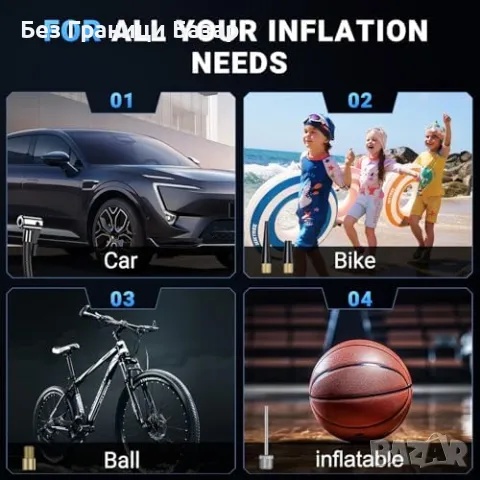 Нов Цифров компресор за гуми – 150 PSI, авто изключване, LED светлина, снимка 9 - Друга електроника - 49537328