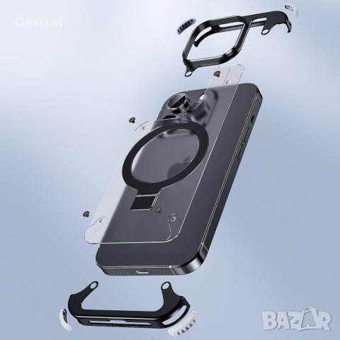 Калъф PANPHEN за iPhone 15 Pro Мax, с вградена стойка, черен, снимка 2 - Калъфи, кейсове - 44589953