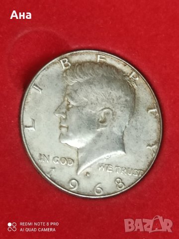 1/2 долар 1968 г сребро

, снимка 1