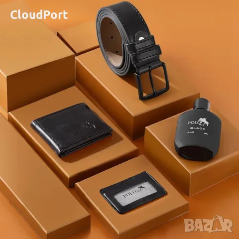 Мъжки комплект, POLO Air, Портфейл, Колан, Черен Часовник, 50 мл Парфюм, Черен, снимка 5 - Мъжки - 50394011