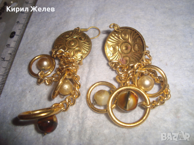 ПОЗЛАТЕНИ ЕТНОГРАФСКИ СТИЛ БРОНЗОВИ ОРНАМЕНТИРАНИ РЕТРО ОБЕЦИ 5650, снимка 5 - Обеци - 36477049