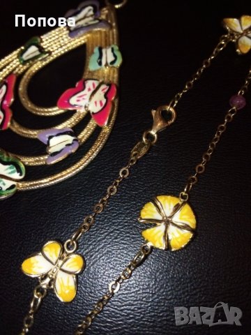 Уникални!Маркова италианска златна гривна 18к. и сребърен  медальон с пеперуди ипозлата  , снимка 10 - Колиета, медальони, синджири - 35680985